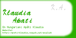 klaudia apati business card